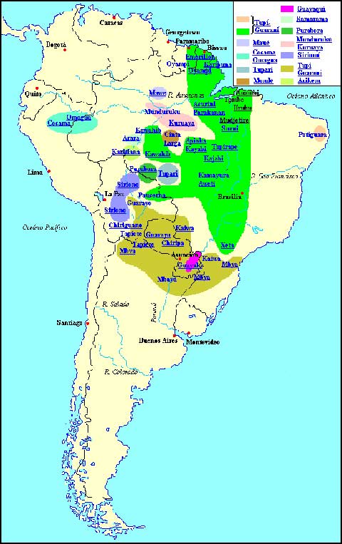 Mapa de la lengua Tupi
