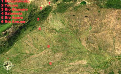 Image satÉlite de los Llanos de Venezuela