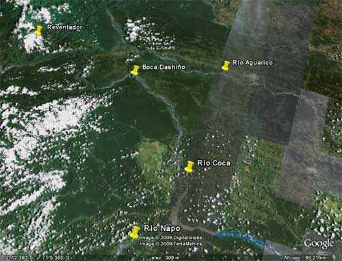 Boca Dashino en el río Coca