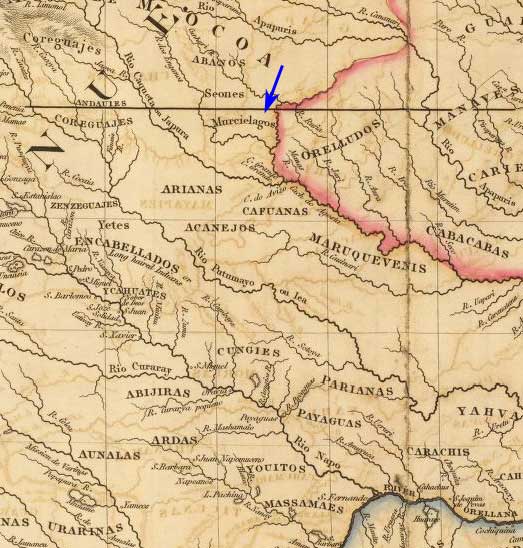 mapa que localiza la tribu Murcielagos