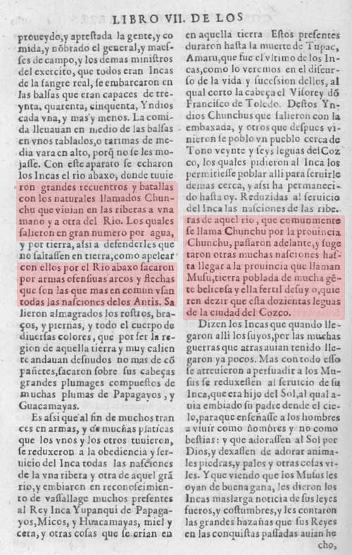 Texto sobre Musu del Inca Garsilazo