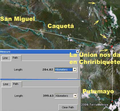 Imagen de Google Earth con medidas