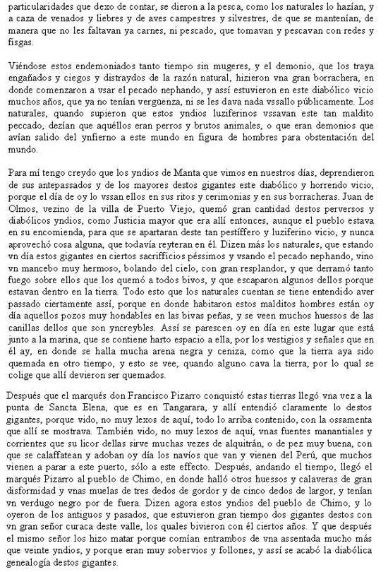 Documento sobre gigantes en América